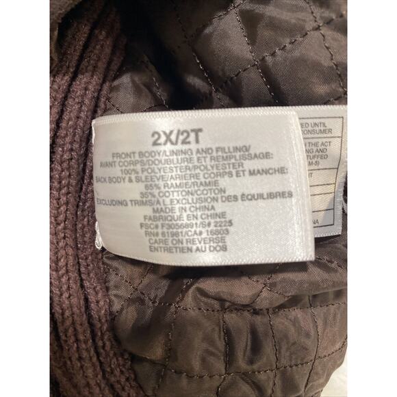 Avon Women's Brown‎ Embroidery Rib Faux Fur Suede Knit Zip Sweater Jacket Sz 2X - Picture 7 of 10